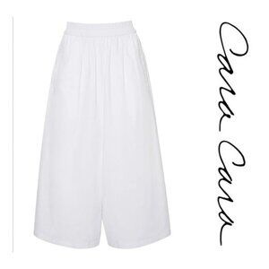 Cara Cara White Mimma Wide Leg Crop Pants Elastic Waist Size L NWOT